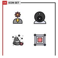 grupo de símbolos de icono universal de 4 colores planos de línea de relleno modernos de llamada servicio de sauna tablero de vigilancia elementos de diseño vectorial editables vector