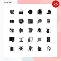 Set of 25 Modern UI Icons Symbols Signs for easter office essential clock fast Editable Vector Design Elements