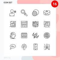 16 signos de contorno universal símbolos de diseño gráfico espacio de diseño factura factura elementos de diseño vectorial editables vector