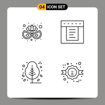 Universal Icon Symbols Group of 4 Modern Filledline Flat Colors of carnival mask tree dropdown thanks day commerce Editable Vector Design Elements