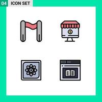 Set of 4 Modern UI Icons Symbols Signs for finish computer shop e data Editable Vector Design Elements