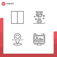 Group of 4 Modern Filledline Flat Colors Set for grid pin workspace piston e learning Editable Vector Design Elements