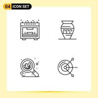 Universal Icon Symbols Group of 4 Modern Filledline Flat Colors of kitchen search amphora jar computer Editable Vector Design Elements