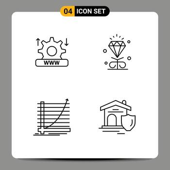 4 Thematic Vector Filledline Flat Colors and Editable Symbols of internet chart setting heart experience Editable Vector Design Elements