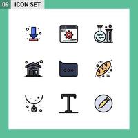 Stock Vector Icon Pack of 9 Line Signs and Symbols for comment bubble tube real estate home Editable Vector Design Elements