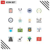 User Interface Pack of 16 Basic Flat Colors of chat mail circle films feature Editable Pack of Creative Vector Design Elements