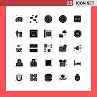 Editable Vector Line Pack of 25 Simple Solid Glyphs of drink electricity dvd electric money Editable Vector Design Elements