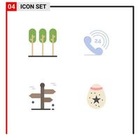 4 Thematic Vector Flat Icons and Editable Symbols of nature road arrow trees ringing travelling Editable Vector Design Elements