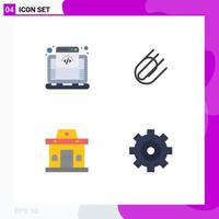 Pack of 4 Modern Flat Icons Signs and Symbols for Web Print Media such as cloud office online clip urban Editable Vector Design Elements