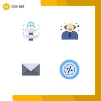 4 Thematic Vector Flat Icons and Editable Symbols of fountain mail tourism teacher sms Editable Vector Design Elements