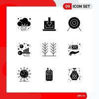 Set of 9 Modern UI Icons Symbols Signs for wheat cereal archery keyword analysis benchmarking Editable Vector Design Elements