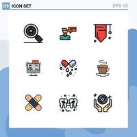 Pictogram Set of 9 Simple Filledline Flat Colors of online dialog badge consulting chat Editable Vector Design Elements