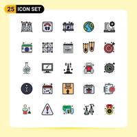 Mobile Interface Filled line Flat Color Set of 25 Pictograms of development coding energy code globe Editable Vector Design Elements