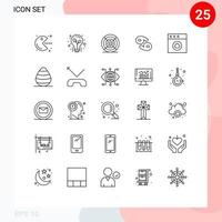 paquete de iconos de vector de stock de 25 signos y símbolos de línea para elementos de diseño de vector editables de astrología del zodiaco de película de Grecia en la nube