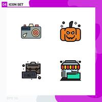 4 Filledline Flat Color concept for Websites Mobile and Apps camera management picture scary purchase Editable Vector Design Elements