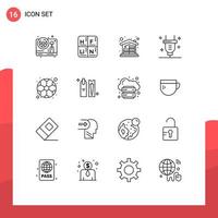 16 User Interface Outline Pack of modern Signs and Symbols of football electricity coins switch plug Editable Vector Design Elements