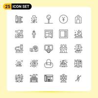 Line Pack of 25 Universal Symbols of learn yen heart finance lollipop Editable Vector Design Elements