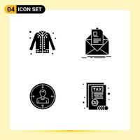 4 Creative Icons Modern Signs and Symbols of jacket briefing shopping contract employee Editable Vector Design Elements