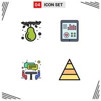 Set of 4 Modern UI Icons Symbols Signs for autumn interview pear heart teamwork Editable Vector Design Elements