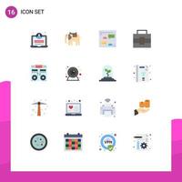 Set of 16 Modern UI Icons Symbols Signs for mixer console chat cd toolbox Editable Pack of Creative Vector Design Elements