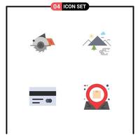 Modern Set of 4 Flat Icons and symbols such as saw sun construction nature card Editable Vector Design Elements