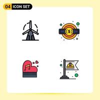 Set of 4 Modern UI Icons Symbols Signs for clean classic power service marriage Editable Vector Design Elements