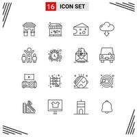 Outline Pack of 16 Universal Symbols of company down park arrow dairy Editable Vector Design Elements