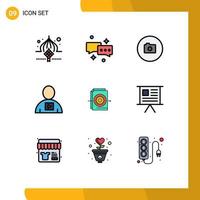 9 iconos creativos signos y símbolos modernos de video cuerpo de correo electrónico humano ui elementos de diseño vectorial editables vector