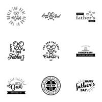 Happy fathers day set 9 Black Vector typography Vintage lettering for fathers day greeting cards banners tshirt design You are the best dad Editable Vector Design Elements