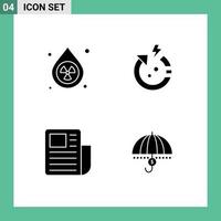 Set of 4 Vector Solid Glyphs on Grid for clean sheet pollution save text sheet Editable Vector Design Elements