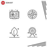 Mobile Interface Line Set of 4 Pictograms of creative ecology control navigator nature Editable Vector Design Elements