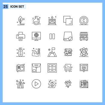 conjunto de pictogramas de 25 líneas simples de capas comerciales de derechos de autor seo copia elementos de diseño vectorial editables vector