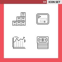 Stock Vector Icon Pack of 4 Line Signs and Symbols for box business map flag banking Editable Vector Design Elements