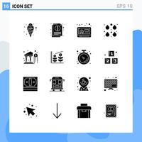 Stock Vector Icon Pack of 16 Line Signs and Symbols for bank edit news drops color Editable Vector Design Elements