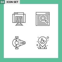 Universal Icon Symbols Group of 4 Modern Filledline Flat Colors of application fighter web webpage ship Editable Vector Design Elements