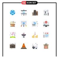 16 Universal Flat Color Signs Symbols of box file container geometry drawing Editable Pack of Creative Vector Design Elements