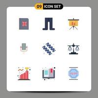 9 Universal Flat Color Signs Symbols of supplement diet blackboard song multimedia Editable Vector Design Elements