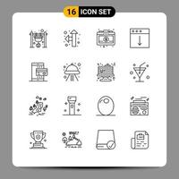 Set of 16 Commercial Outlines pack for online card briefcase mac download Editable Vector Design Elements