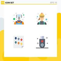 4 Flat Icon concept for Websites Mobile and Apps man high construction female paper Editable Vector Design Elements