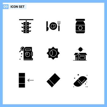 Modern Set of 9 Solid Glyphs and symbols such as box ui antidote setting statistical analysis Editable Vector Design Elements