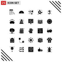 25 Thematic Vector Solid Glyphs and Editable Symbols of flower decoration instrument down left arrow Editable Vector Design Elements