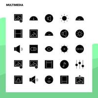 25 Multimedia Icon set Solid Glyph Icon Vector Illustration Template For Web and Mobile Ideas for business company