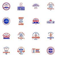 Set of fathers day 16 Blue and red design elements Editable Vector Design Elements