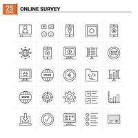 25 Online Survey icon set vector background