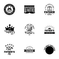 Happy fathers day 9 Black Typography set Vector typography Vintage lettering for greeting cards banners tshirt design You are the best dad Editable Vector Design Elements