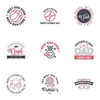 Happy fathers day greeting cards set 9 Black and Pink Vector typography lettering Usable for banners print You are the best dad text design Editable Vector Design Elements