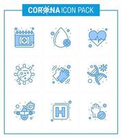 9 Blue coronavirus epidemic icon pack suck as medical corona virus beat corona bacteria viral coronavirus 2019nov disease Vector Design Elements