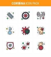Coronavirus awareness icons 9 Filled Line Flat Color icon Corona Virus Flu Related such as thermometer medicine covid healthcare infection viral coronavirus 2019nov disease Vector Design Element