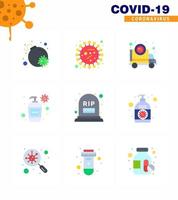 9 Flat Color Set of corona virus epidemic icons such as count soap ambulance cream virus viral coronavirus 2019nov disease Vector Design Elements