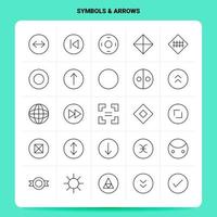 esquema 25 símbolos flechas conjunto de iconos diseño de estilo de línea vectorial conjunto de iconos negros conjunto de pictogramas lineales web y diseño de ideas de negocios móviles ilustración vectorial vector